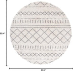 SAFAVIEH Arizona Shag Collection 6'7" Round Ivory/Grey ASG741F Moroccan Non-Shedding Entryway Foyer Living Room Bedroom Kitchen 1.2-inch Thick Area Rug