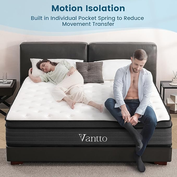 Queen Mattress, 14 Inch Memory Foam Hybrid Mattress for Pressure Relief, Motion Isolation