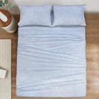 Mejoroom Striped Queen Size Sheet Set - Hotel Luxury 1800 Bedding Sheets & Pillowcases - Deep Pocket Fitted Sheet, Soft, Breathable, Wrinkle & Fade Resistant - 4 Piece (Blue Stripe)