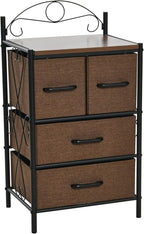 Household Essentials Victorian Style 4-Drawer Storage Organizer Unit, Black and Brown