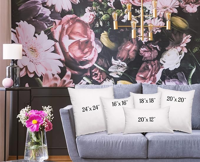 Ambesonne Vintage Throw Pillow Cushion Case Pack of 4, Monochrome Design Grid Trellis Quatrefoil Mesh and Dahlia Flowers Modern Print, Modern Accent Double-Sided Digital Printing, 18", Ruby and White