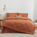 Love's cabin King Size Comforter Set Terracotta, 7 Pieces King Bed in a Bag, All Season Bedding Sets with 1 Comforter, 1 Flat Sheet, 1 Fitted Sheet, 2 Pillowcase and 2 Pillow Sham