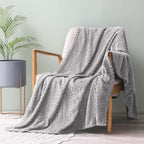 Exclusivo Mezcla Fleece Throw Blanket for Couch, 50x70 Inches Soft Cozy Jacquard Flannel Blankets, Lightweight Fuzzy Plush Warm Throws for Winter, Light Grey