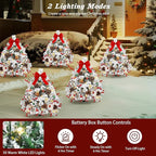 Lewondr Set of 2 Prelit Pathway Christmas Trees, 27.56" Outdoor Christmas Tree with 50 LED Lights, Pine Cones Red Berries, Battery Operated Outdoor Xmas Decor for Yard Home Porch, White Snowflake