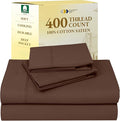 California Design Den Queen Sheet Set - Soft 400 Thread Count Sateen, Natural 100% Cotton Sheets for Queen Size Bed with Deep Pockets, Cooling and Durable Bedding Set - Espresso Chocolate Brown