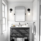 18" x 24" Pivot Rectangle Bathroom Mirror Tilting Beveled Black Metal Framed Vanity Mirrors for Wall, Tempered Glass