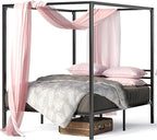 ZINUS Patricia Black Metal Canopy Platform Bed Frame, Mattress Foundation with Steel Slat Support, No Box Spring Needed, Easy Assembly, Full