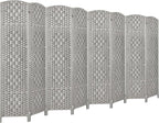 Rose Home Fashion 6 ft Tall Room Divider, Room Dividers and Folding Privacy Screens, 15.7in Privacy Screen 8 Panel Partition Temporary Wall Separation for Private, Stone Grey