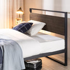 ZINUS Suzanne 44 Inch Bamboo and Metal Platform Bed Frame, Solid Steel Construction, No Box Spring Needed, Wood Slat Support, Easy Assembly, Grey Wash, King