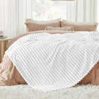 Bedsure GentleSoft Queen Blanket for Couch - Cozy Soft Blankets for Women, Cute Small Fleece Throws for Girls, White, 90x90 Inches