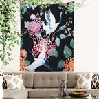 Batmerry White Watercolor S Tapestry, Flower Wall Art Hanging Decoration Polyester Fiber White Ruffled Around for Dorm Room Bedroom Living Room, 82.7x59.1 inches