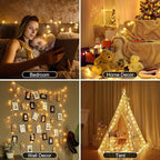 Brightown Star String Lights - 2 Pack Total 33ft 100 LED Star Fairy Lights Battery Operated with Remote for Indoor Outdoor, Twinkle Fairy Christmas Light for Bedroom Wedding Party Decor, Warm White