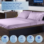 DREAMCARE Queen Sheet Set – 6 pcs Cooling Bed Sheets – up to 15” Deep Sheets Queen Size Bed Set – 2500 Supreme Collection – Extra Soft 100% Brushed Microfiber Hotel Luxury with Side Pocket – Lavender