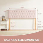 Tufted Upholstered Headboard California King Size, Sturdy and Durable Solid Wood Bed headboard, Fabric Headboard Adjustable Height from 37” to 51”, Button Diamond Design Head Board, Pink