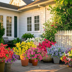 Artificial Fake Flowers for Outdoor Spring Decoration, 16 Bundles Faux Silk Colorful Daisy UV Resistant Realistic for Outside Porch Patio Home Yard Garden Planters Pots Window Box (Pink)