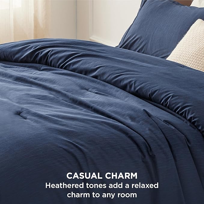 Bedsure Oversized King Comforter Set - Navy Soft Bedding for All Seasons, Cationic Dyed Bed Set, 3 Pieces, 1 Oversized King Size Comforter (120"x98") and 2 Pillow Shams (20"x36"+2")