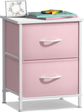 Sorbus Nightstand with 2 Drawers - Kids Bedside Furniture End Table Night Stand - Steel Frame, Wood Top & Easy Pull Fabric Bins - Dresser & Chest for Home, Bedroom Accessories, Office & College Dorm