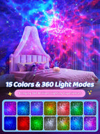 Galaxy Projector for Bedroom, 15 Colors Star Projector Galaxy Light Projector for Bedroom Night Light Projector,15 White Noises Bluetooth Star Lights for Ceiling Projector