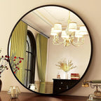 HARRITPURE Round Mirror 30 Black Wall Mounted Circle Mirrors Vanity Mirror with Brushed Aluminum Alloy Frame Modern Decoration for Bathroom, Living Room, Vanity, Bedroom, Entryway