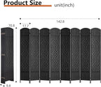FDW Room Divider 8 Panel Folding Privacy Divider 6 Ft Indoor Wall Divider Portable Partition Wood Screen, Coal Black