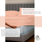Linen Home 100% Cotton Percale Sheets Twin XL Size, Tropical Peach, Deep Pocket, 3 Pieces Set - 1 Flat, 1 Deep Pocket Fitted Sheet and 1 Pillowcase, Crisp Cool and Strong Bed Linen