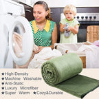 HOZY Soft Blanket Travel Size Fleece Warm Fuzzy Throw Blankets for The Bed Sofa Lightweight 350GSM Green 50"*61"