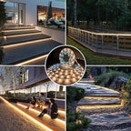 Solar LED Light Strip Outdoor Tape Rope Lights Waterproof 10ft Garden Path Decorative Lighting with 8 Modes for Outside, Wrap, Party, Stair, Step, Gazebo, Yard, Wedding, Christmas, 2 Pack