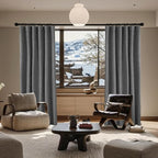 KangBang 2Pcs Blackout Curtains 96 Inches Long for Bedroom Back Tab Curtains Hook Belt Rod Pocket Linen Textured Thermal Greige Gray Drapes Window Treatment Panels for Living Room, 52x96