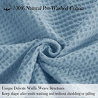 PHF 100% Cotton Waffle Weave Blanket King Size for Bed,Snag Proof Lightweight Breathable Moisture-wicking Throw for Couch,Great for Layering in Cold Weather,Machine Washable,Home Decor Gift-Dusty Blue