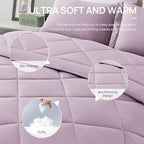 Love's cabin Full Comforter Set Light Purple, 7 Pieces Full Bed in a Bag, All Season Bedding Sets with 1 Comforter, 1 Flat Sheet, 1 Fitted Sheet, 2 Pillowcase and 2 Pillow Sham