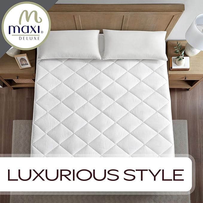 MAXI RV Size (48 x 75) Mattress Pad - Luxurious Cotton Sateen Mattress Protector - Soft, Comfortable, & Breatheable Mattress Cover - Mattress Pad Protects Mattress from Dust, Dirt, Spills, and Stains