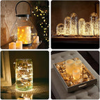 Fairy Lights CR2032 Battery Operated,6.6Ft/2Meter 20 LEDs Micro Silver Wire String Lights for Bedroom Christmas Party Wedding Decoration (Warm White, 6 Pack)