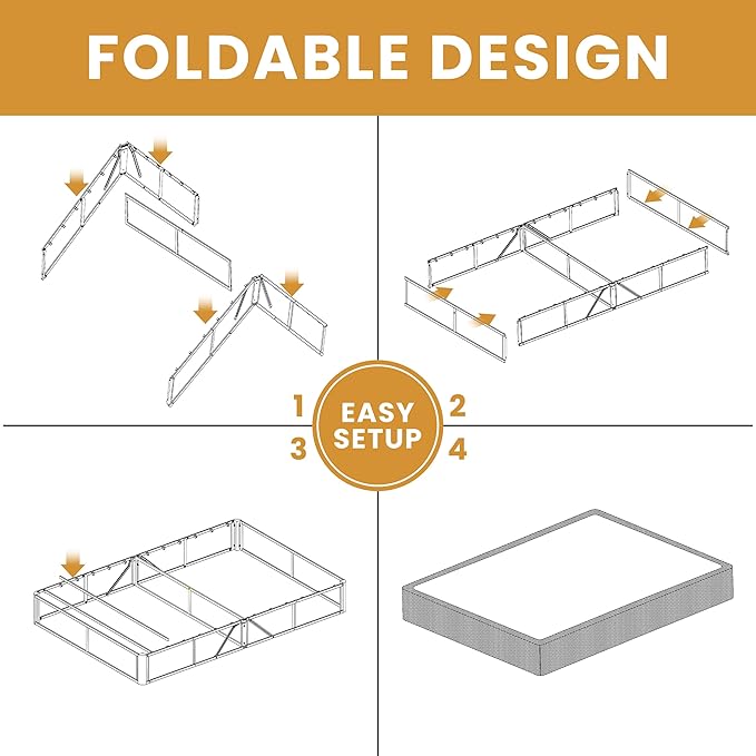 MAF 5 Inch Twin XL Box Spring and Cover Set, Low Profile Metal Box Spring 3500 lbs Black Heavy Duty Metal Mattress Foundation with BoxSpring Cover, No Squeaky, Easy Assembly