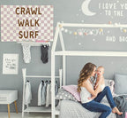 Nursery Rectangular Canvas Banner-Boho Flag Wall Sign Decor for Baby Boy Girl Kid,Baby Room Above Crib Playroom Reading Room Bedroom Decor-Crawl Walk Surf Theme-Baby Shower Birthday Christmas Gift