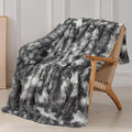 Tuddrom Decorative Extra Soft Faux Fur Blanket Twin Size 70" x 78",Solid Reversible Fuzzy Fluffy Cozy Plush Fleece Comfy Microfiber Blanket for Couch Sofa Bed,Tie Dye Grey