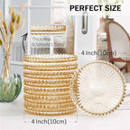 Glass Candle Holders, GOH DODD Set of 8 Crystal Pillar Plates Modern Coasters for Drinks, Centerpiece, Home Decor, Kitchen, Living Room, Patio, Wedding, Halloween, Christmas, Party, Amber