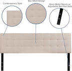 Flash Furniture Bedford Tufted Upholstered King Size Headboard in Beige Fabric