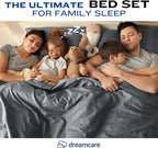 DREAMCARE King Size Sheets Set – 4 pcs Cooling Sheets – up to 21” Deep Pocket King Sheet Set – Hotel Luxury Sheets & Pillowcases – Superior Softness 100% Fine Microfiber with Side Pocket – Dark Gray