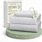 LANE LINEN 100% Organic Cotton Sustainaly Produced Twin XL Bed Sheets, Okeo Tex Certified Printed Cotton Sheets, Luxury Hotel Percale Soft & Comfy Comes in Variety of Colors & Prints- Haze Grey