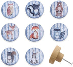 Set of 8 1.8" Wooden Safari Animals Nursery Cabinet Kids Room Door Dresser Drawer Knobs and Handle Pulls