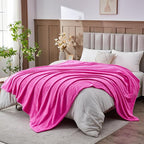 NEWCOSPLAY Super Soft Queen Blanket Hot Pink Premium Silky Flannel Fleece Leaves Pattern Lightweight Bed Blanket All Season Use (Hot Pink, Queen(90"x90"))