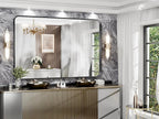 Hasipu Black Bathroom Wall-Mounted Mirror 59x39 Inch Rounded Rectangle Vanity Mirror Metal Framed Wall Mirrors Anti-Rust Surface Mount (Hangs Horizontal or Vertical)