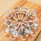 10 Pcs White Clear Crystal Glass Cabinet Knobs 30mm Diamond Shape Drawer Kitchen Cabinets Dresser Cupboard Wardrobe Pulls Handles