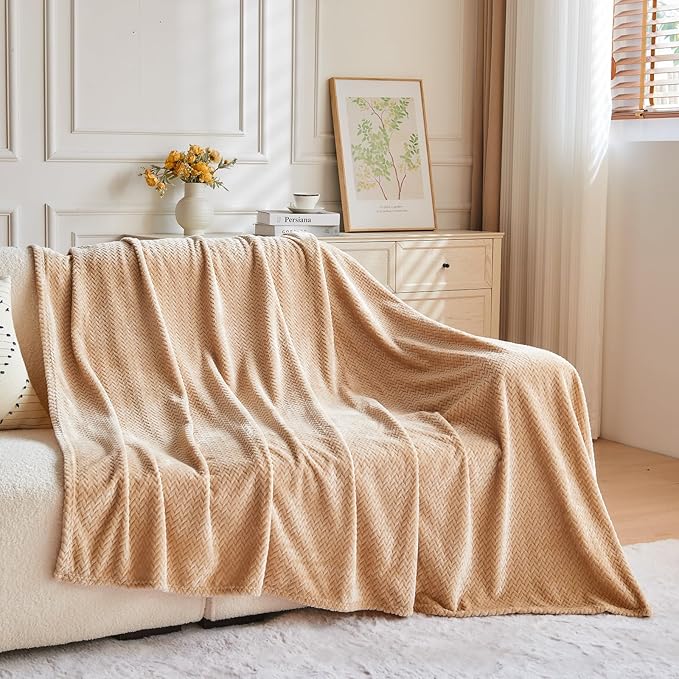 NEWCOSPLAY Super Soft Throw Blanket Brown Premium Silky Flannel Fleece Leaves Pattern Lightweight Bed Blanket All Season Use (Brown, Throw(50"x60"))