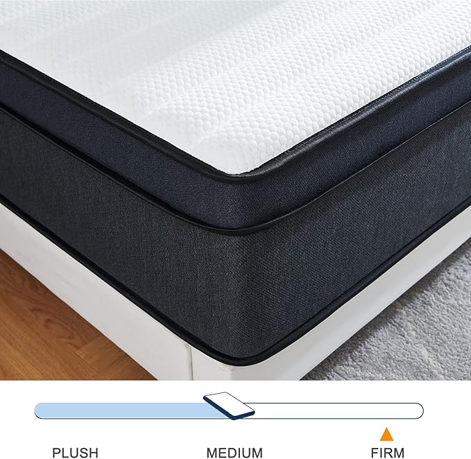 Molblly Queen Mattress14 Inch Hybrid Mattress in a Box with Gel Memory Foam, Individually Wrapped Pocket Coils Innerspring, Pressure-Relieving and Supportive, Non-Fiberglass,Queen Size