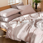 MooMee Bedding Duvet Cover Set 100% Washed Cotton Linen Like Textured Breathable Durable Soft Comfy (Heathered Greyish Pink, Full 80"x90")