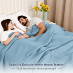 PHF Pre-Washed Cotton Waffle Weave Family Blanket,Oversized King Size 120"x 120"-Snag Proof Lightweight Breathable, 10'x 10' Huge Extra Large Big-Elegant Aesthetic Home Decoration Gift,Dusty Blue