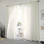 OWENIE Sheer Curtains 84 Inches Long 2 Panels Set, Ivory Sheer Curtain for Living Room Bedroom, Modern Voile Filmy Rod Pocket Curtains & Drapes, 2 Pcs, Each 59 W x 84L Inch, Ivory