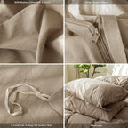 MooMee Bedding Duvet Cover Set 100% Washed Cotton Linen Like Textured Breathable Durable Soft Comfy (Solid Mocha Brown, Full 80"x90")
