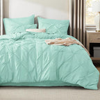 Bedsure Twin Comforter Set Mint Green - Bed in a Bag Twin Size Bedding 5 Pieces, GentleSoft™ Pintuck Bed Set Gift for Family, Pinch Pleat Mint Green Comforter with Sheets, Pillowcase & Sham